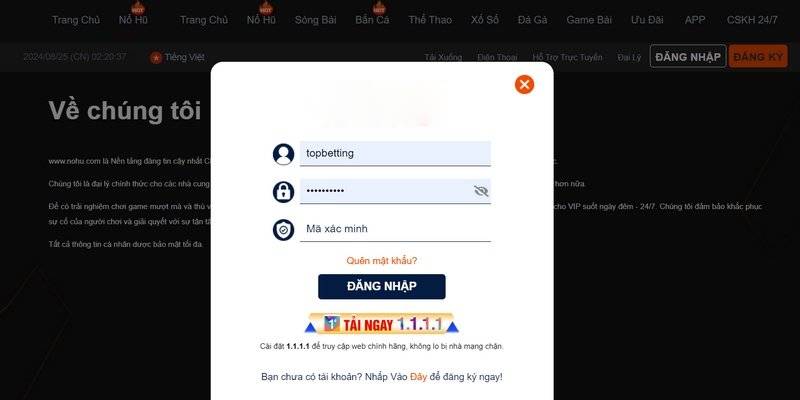 Điền đầy đủ thông tin đăng ký theo yêu cầu form nhà cái đưa ra